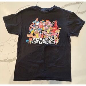 Cartoon Network Characters Black Graphic T-Shirt Mens Small Johnny Bravo Dexter